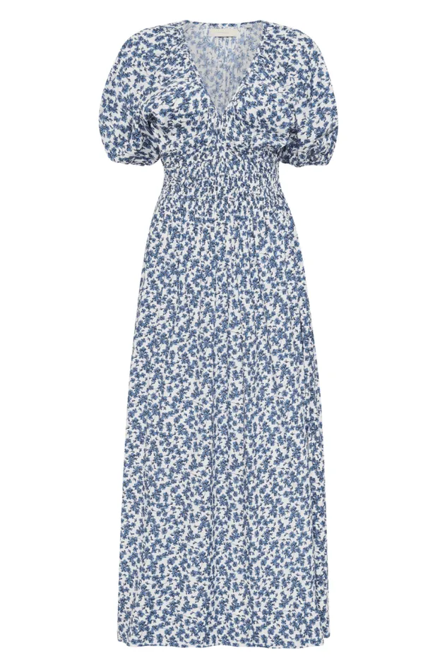 Women Faithfull The Brand Dresses Valras Midi Dress Leilani Mid Blue