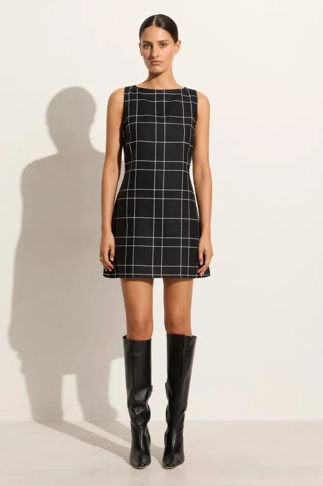 Women Faithfull The Brand Mini Dresses Lui Mini Dress Letizia Check Black