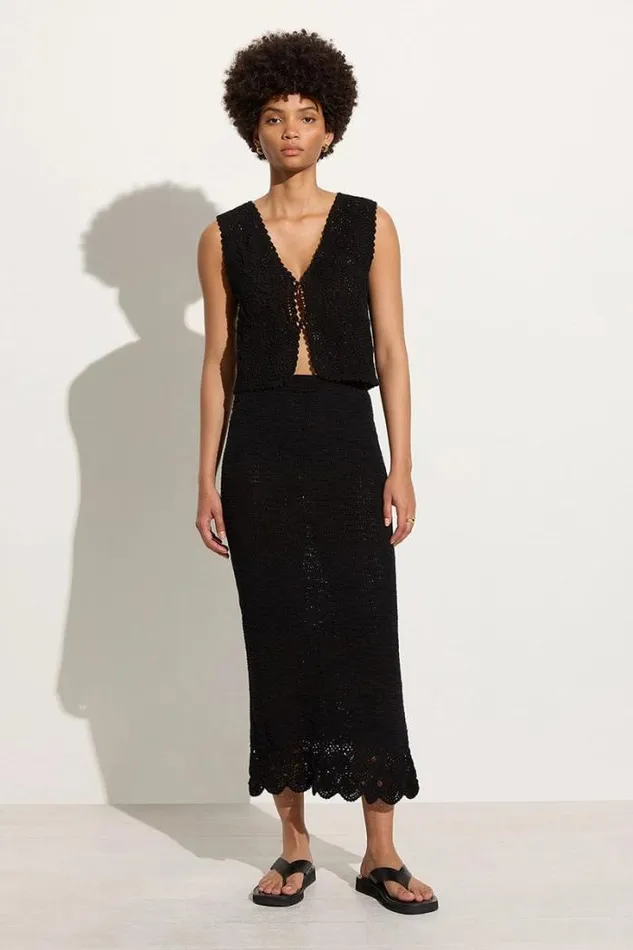 Women Faithfull The Brand Skirts and Shorts Lula Handmade Crochet Skirt Black Women Faithfull The Brand Skirts and Shorts Lula Handmade Crochet Skirt Black