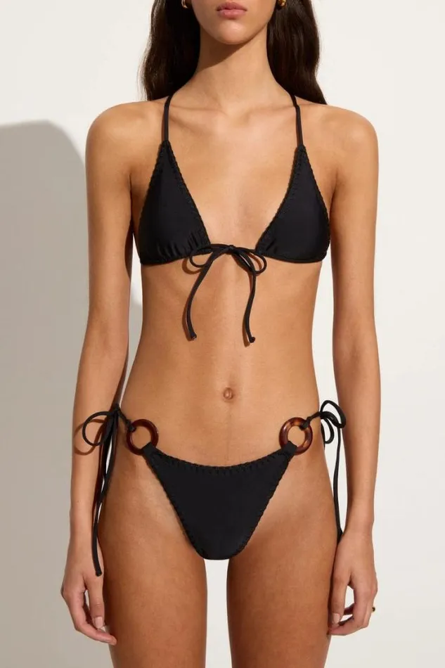Women Faithfull The Brand Swim Alani Bikini Top Black