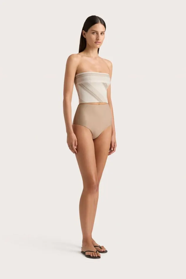 Women Faithfull The Brand Swim Jean Swim Top Futura Stripe Taupe