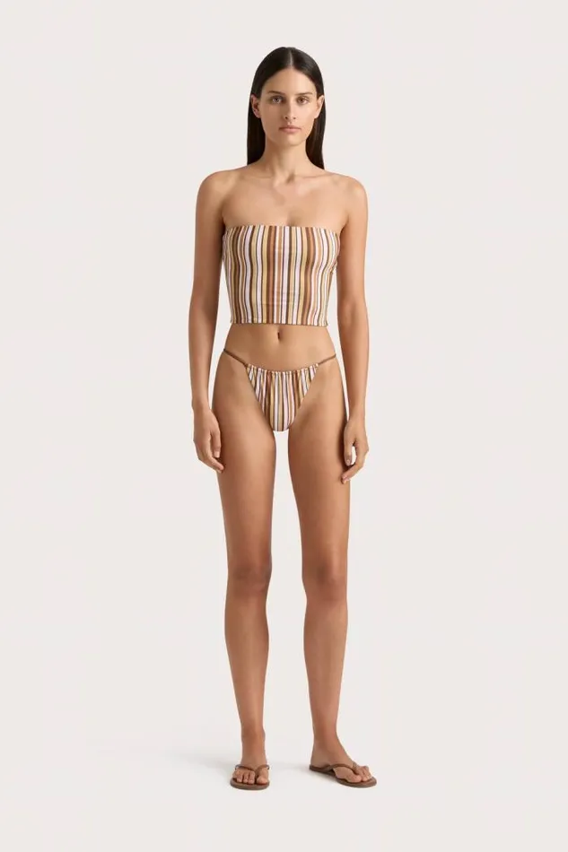 Women Faithfull The Brand Swim Jean Swim Top Terracotta Stripe