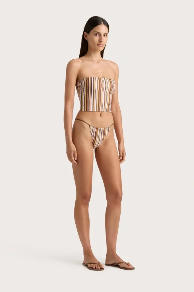 Women Faithfull The Brand Swim Jean Swim Top Terracotta Stripe