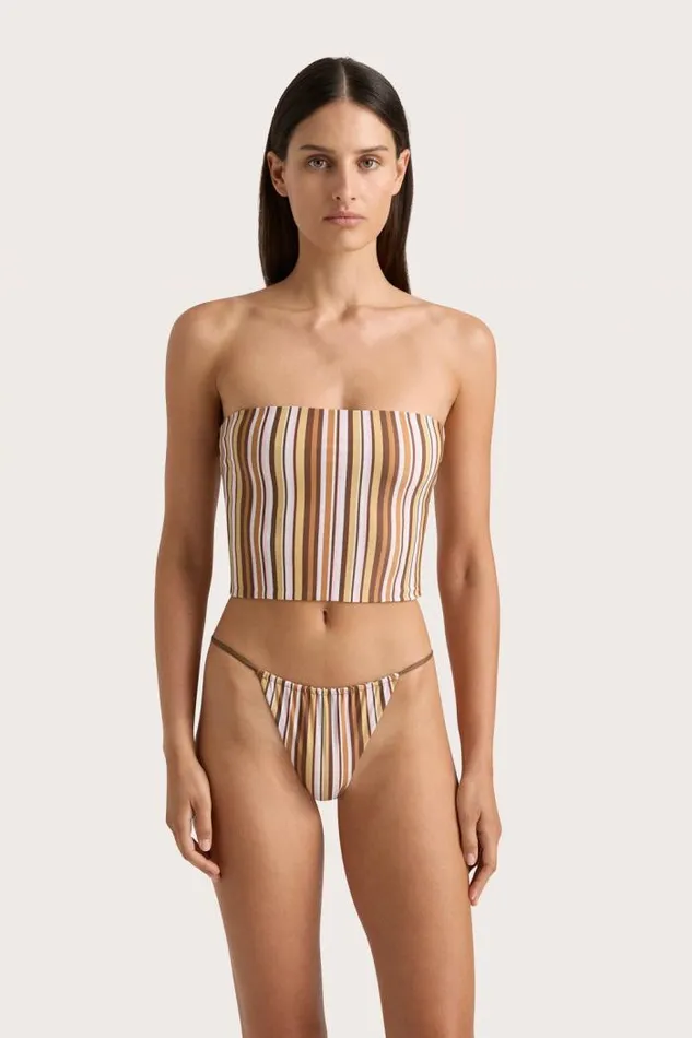 Women Faithfull The Brand Swim Jean Swim Top Terracotta Stripe