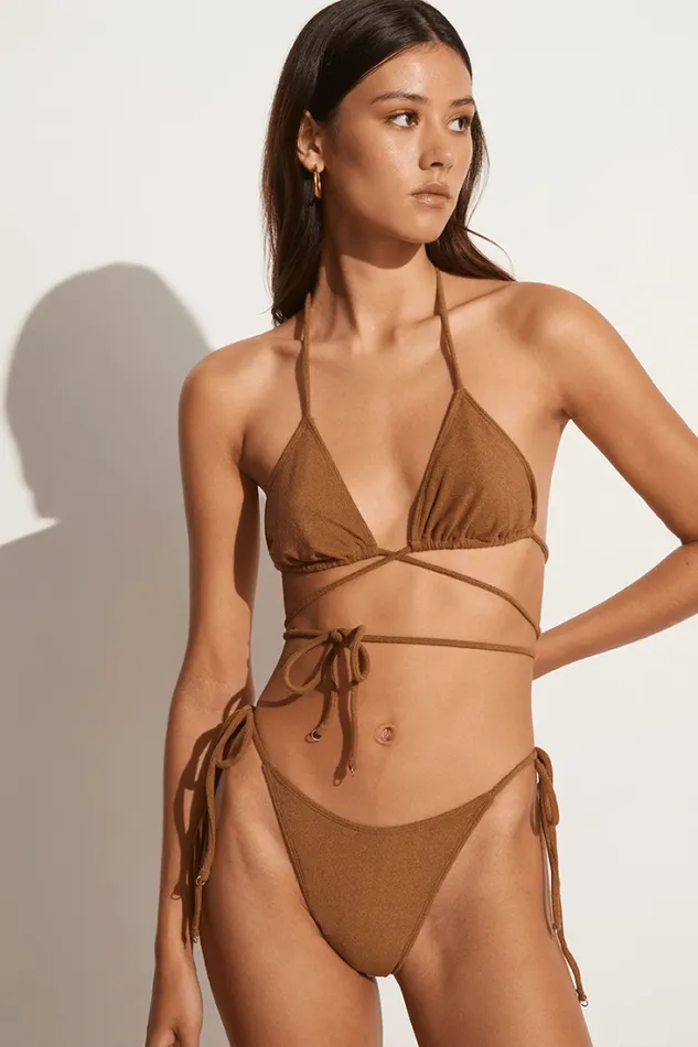 Women Faithfull The Brand Swim Marzia Bikini Top Cocoa Towelling 8211 Final Sale