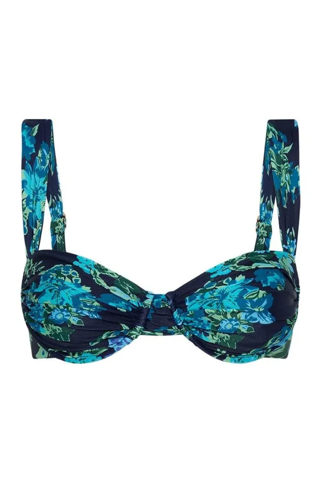 Women Faithfull The Brand Swim Sol Bikini Top Escala Floral Navy Exclusive