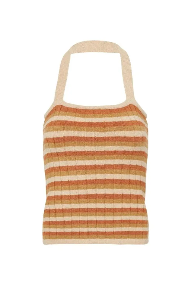 Women Faithfull The Brand Tops Alora Knit Tank Neutral Stripes Exclusive 8211 Final Sale