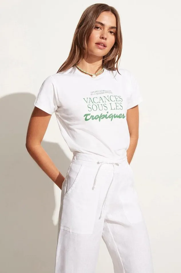 Women Faithfull The Brand Tops En Vacances Tee White Exclusive 8211 Final Sale