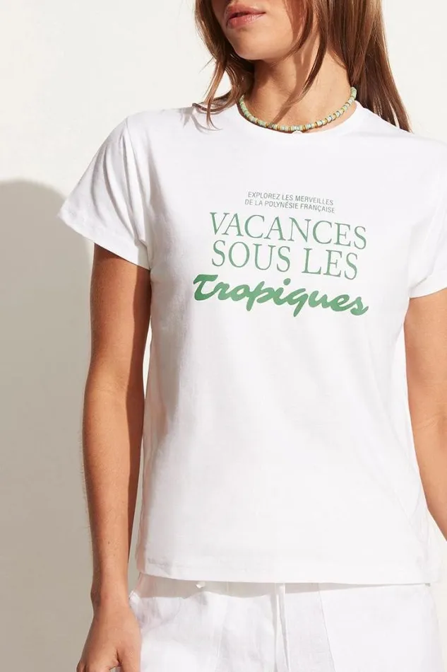 Women Faithfull The Brand Tops En Vacances Tee White Exclusive 8211 Final Sale
