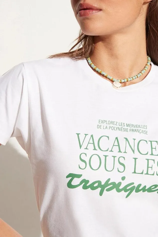 Women Faithfull The Brand Tops En Vacances Tee White Exclusive 8211 Final Sale