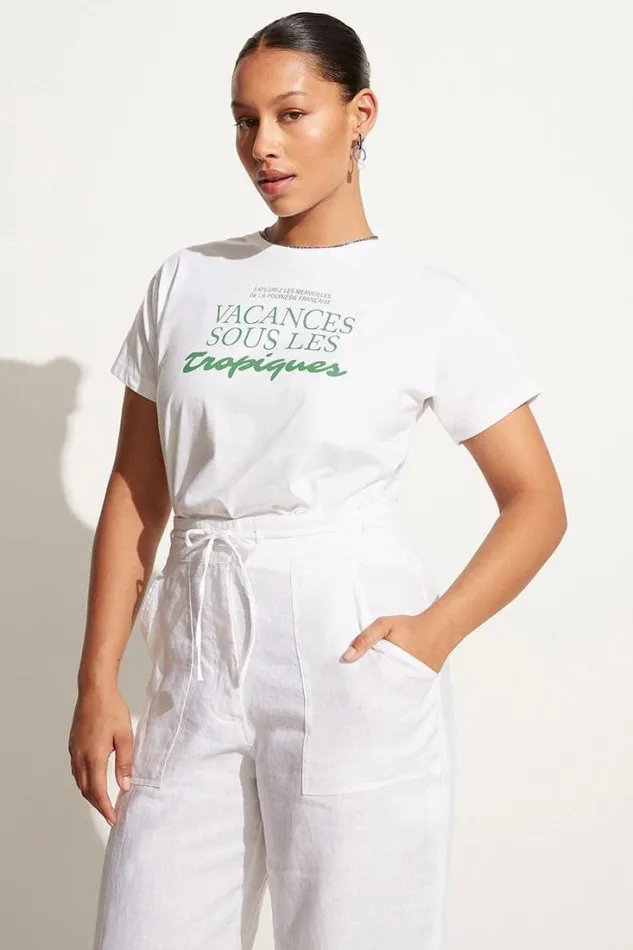 Women Faithfull The Brand Tops En Vacances Tee White Exclusive 8211 Final Sale