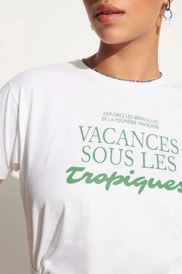 Women Faithfull The Brand Tops En Vacances Tee White Exclusive 8211 Final Sale