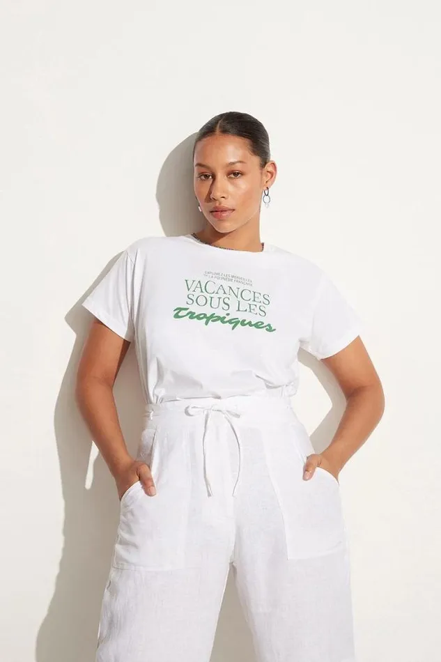 Women Faithfull The Brand Tops En Vacances Tee White Exclusive 8211 Final Sale