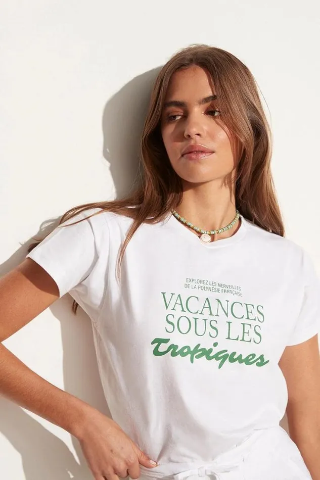 Women Faithfull The Brand Tops En Vacances Tee White Exclusive 8211 Final Sale