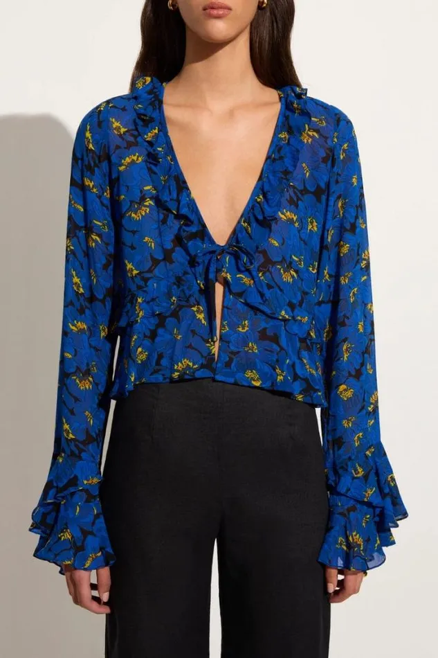 Women Faithfull The Brand Tops Montenegro Top El Limon Floral Blue