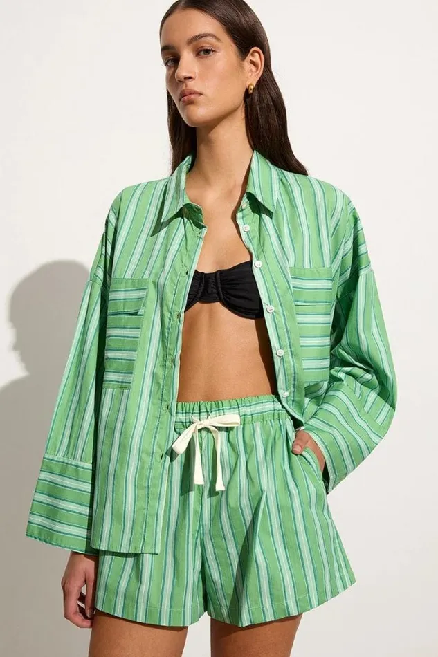 Women Faithfull The Brand Tops Tasha Shirt Akaia Stripe Green