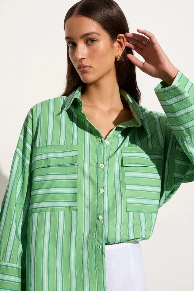 Women Faithfull The Brand Tops Tasha Shirt Akaia Stripe Green