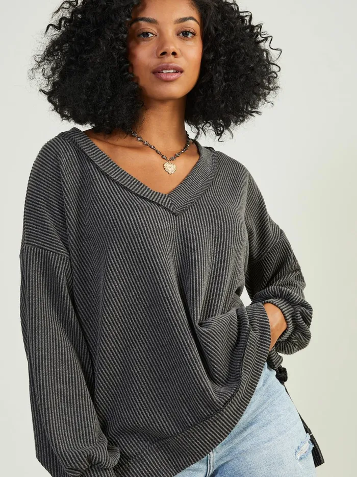 Women Fallon Ribbed Tunic Top Charcoal Altar039d State Blouses