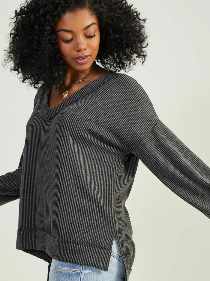 Women Fallon Ribbed Tunic Top Charcoal Altar039d State Blouses