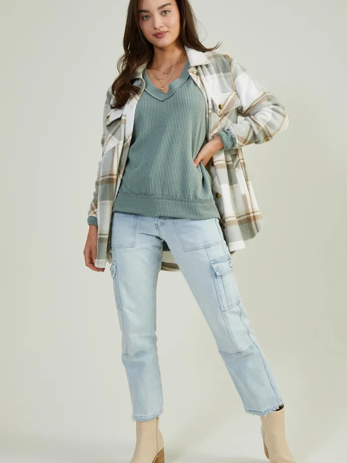 Women Fallon Ribbed Tunic Top Lightolive Altar039d State Blouses