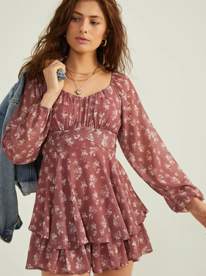 Women Finley Floral Romper Mauve Altar039d State Rompers Jumpsuits