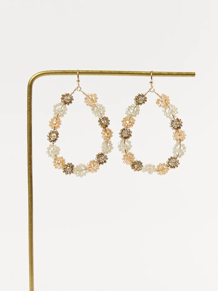Women Floral Glass Bead Wrapped Earrings Brownmulti Altar039d State Jewelry