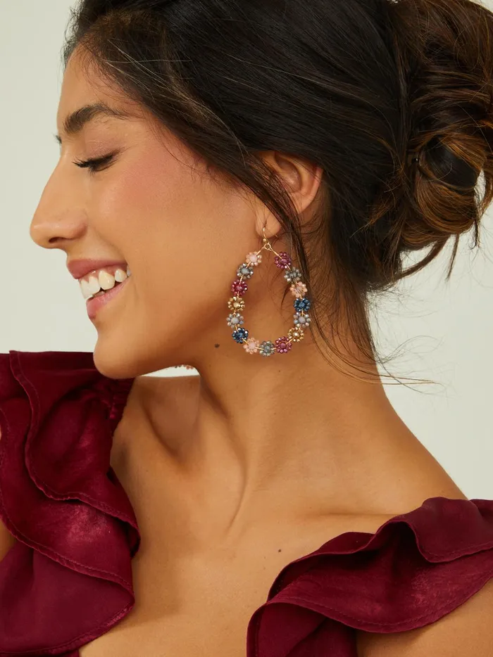 Women Floral Glass Bead Wrapped Earrings Multi Altar039d State Jewelry