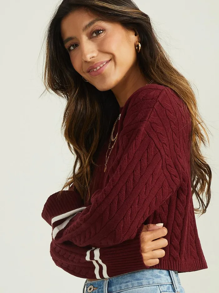 Women Gill Varsity Sweater Burgundyivory Altar039d State Sweaters