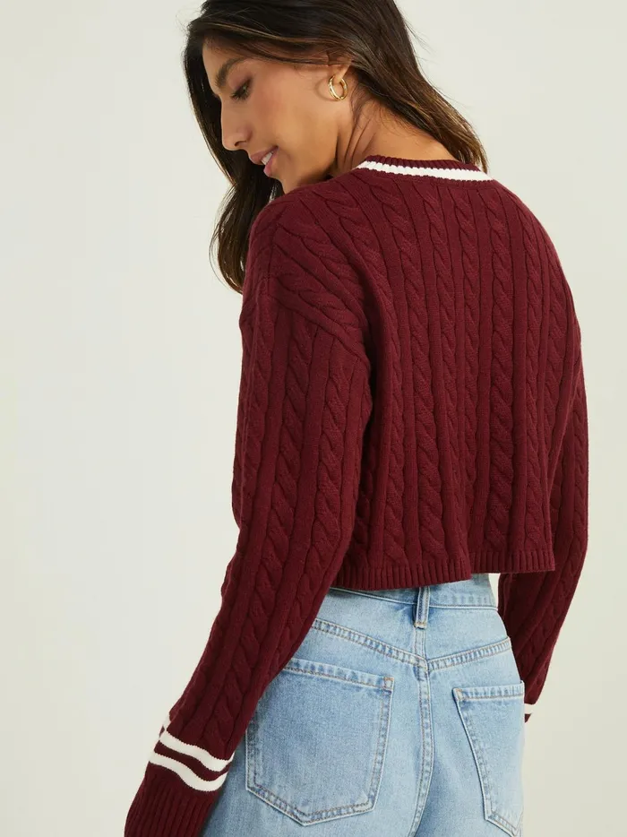 Women Gill Varsity Sweater Burgundyivory Altar039d State Sweaters