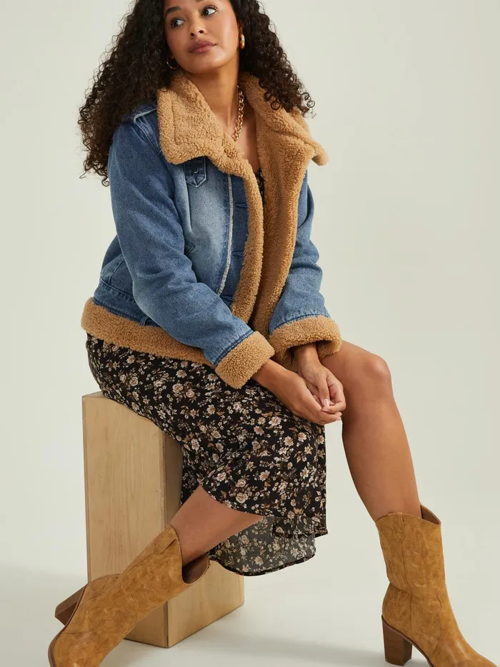 Women Ginger Sherpa Lined Denim Jacket Denim Altar039d State Jackets