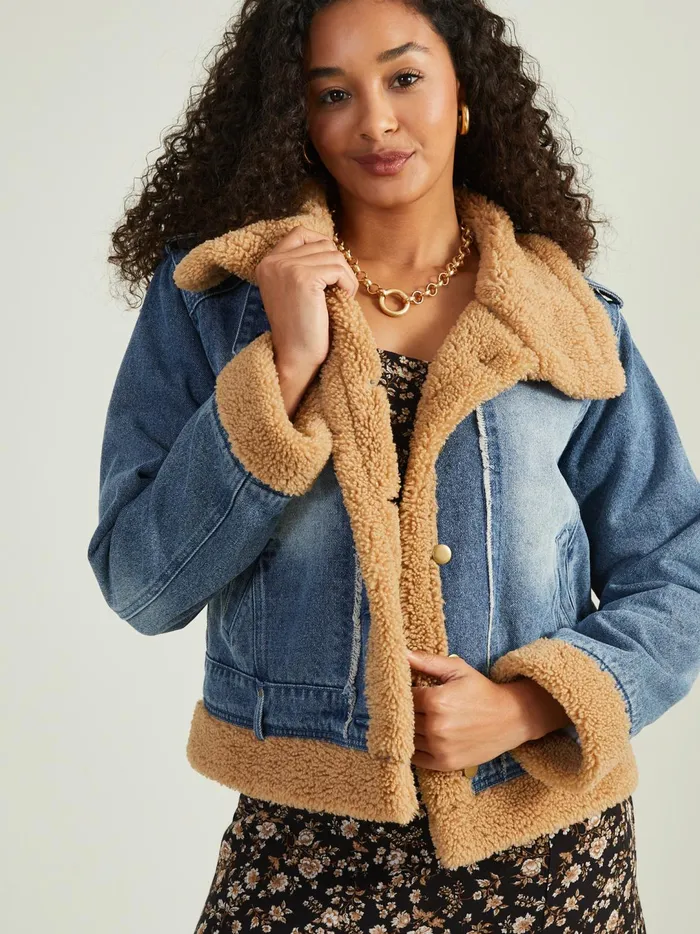 Women Ginger Sherpa Lined Denim Jacket Denim Altar039d State Jackets