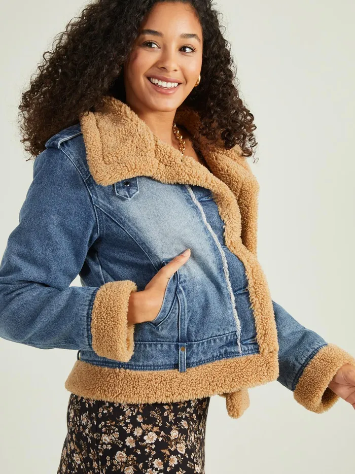 Women Ginger Sherpa Lined Denim Jacket Denim Altar039d State Jackets