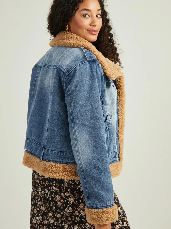 Women Ginger Sherpa Lined Denim Jacket Denim Altar039d State Jackets