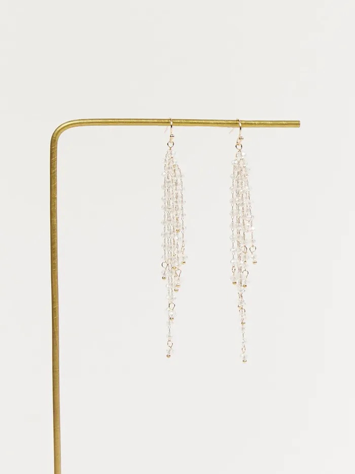 Women Glass Bead Fringe Dangle Earrings Gold Altar039d State Jewelry