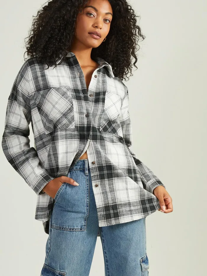 Women Haisley Plaid Flannel Blackcream Altar039d State Blouses