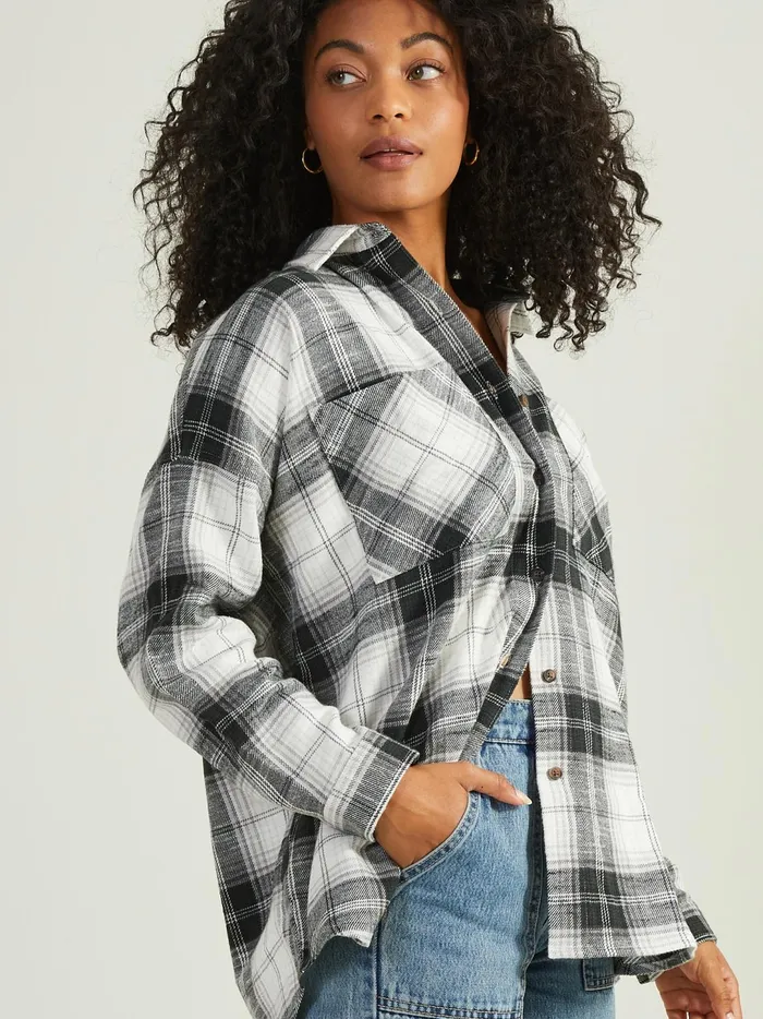 Women Haisley Plaid Flannel Blackcream Altar039d State Blouses