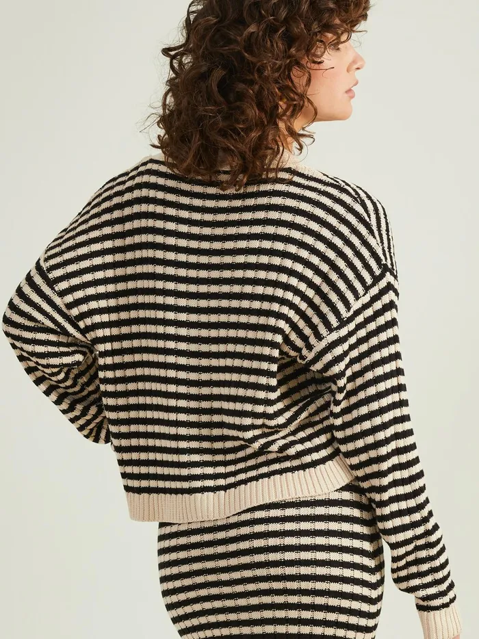 Women Halle Striped Cardigan Creamblack Altar039d State Sweaters