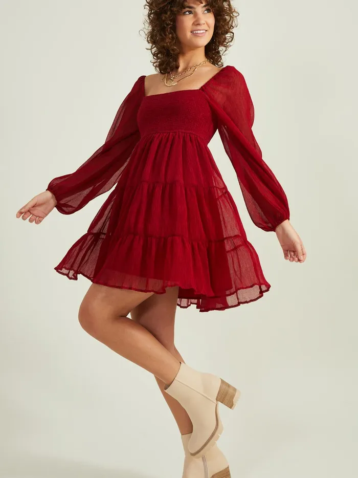Women Harley Smocked Dress Darkred Altar039d State Casual