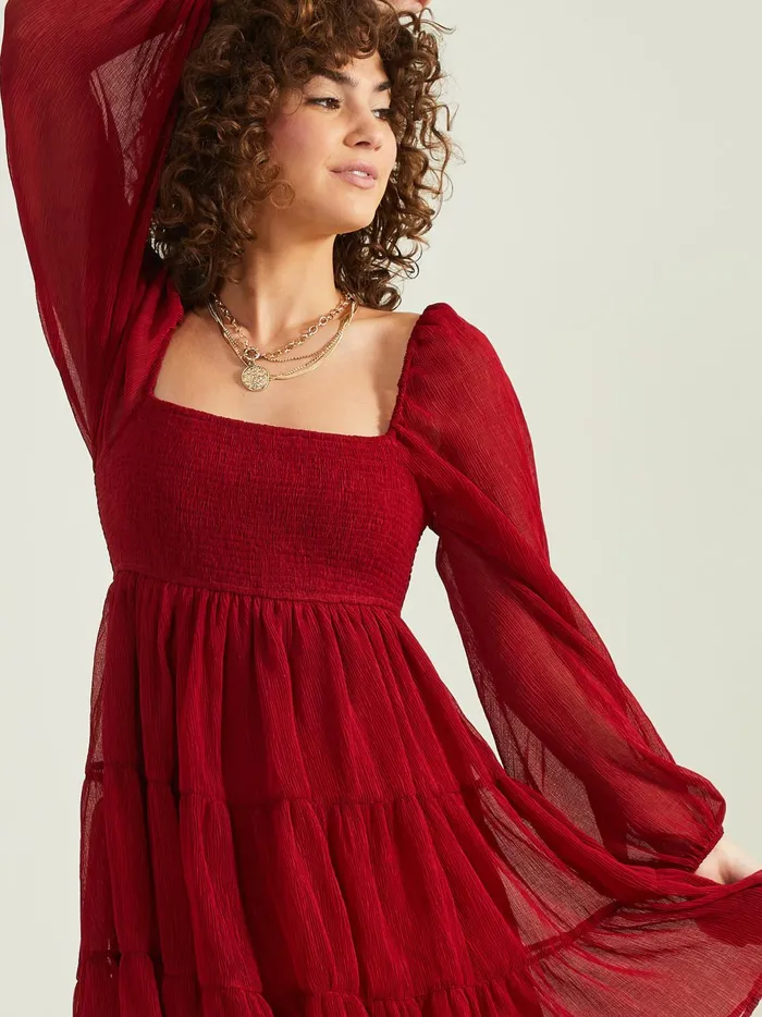 Women Harley Smocked Dress Darkred Altar039d State Casual