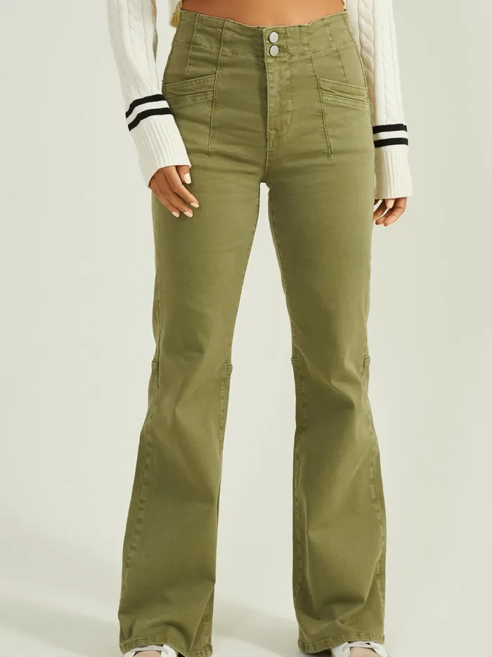 Women Harlow Flare Jeans Olive Altar039d State Statement Jeans