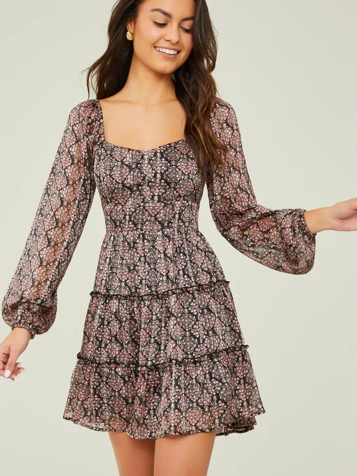 Women Hartley Tiered Floral Dress Blackmulti Altar039d State Casual