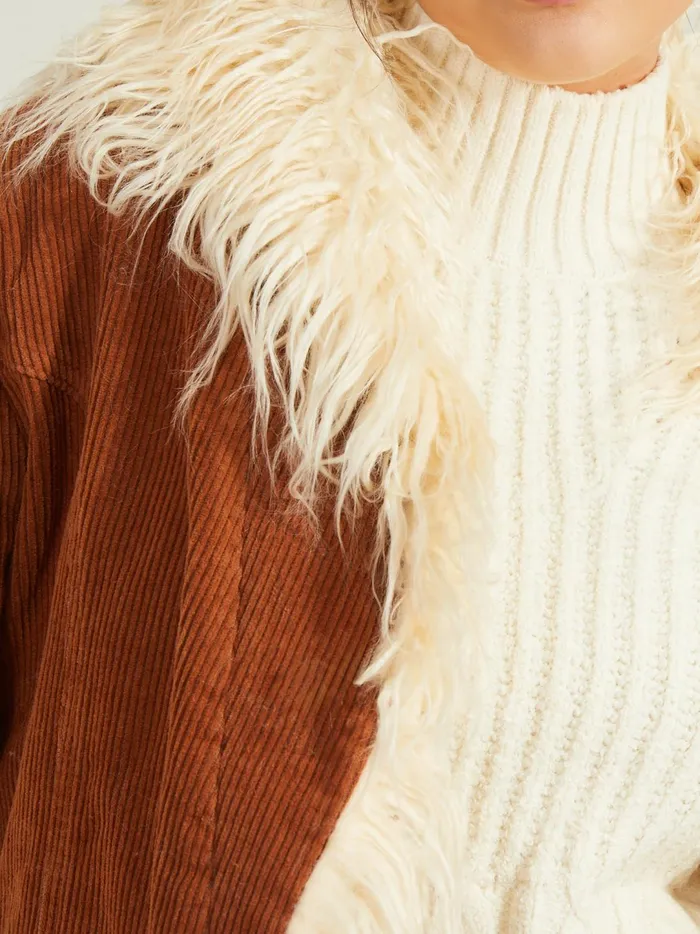 Women Holland Corduroy Fur Jacket Camel Altar039d State Jackets