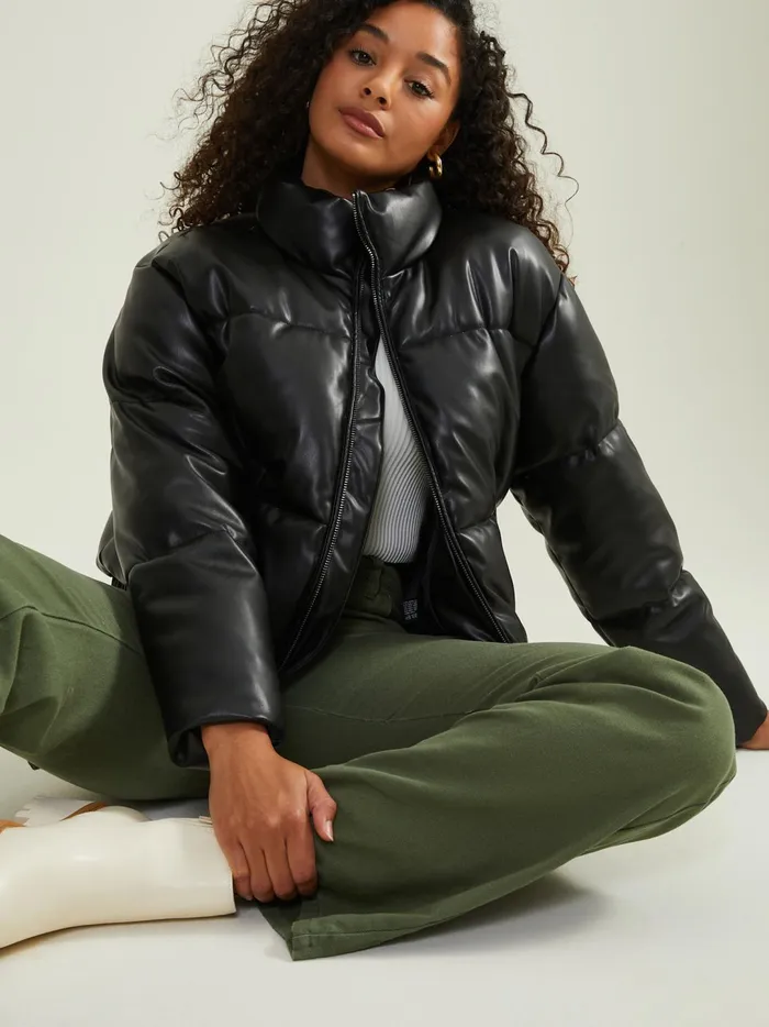 Women Hollis Leather Puffer Jacket Black Altar039d State Jackets