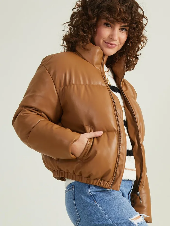 Women Hollis Leather Puffer Jacket Caramel Altar039d State Jackets