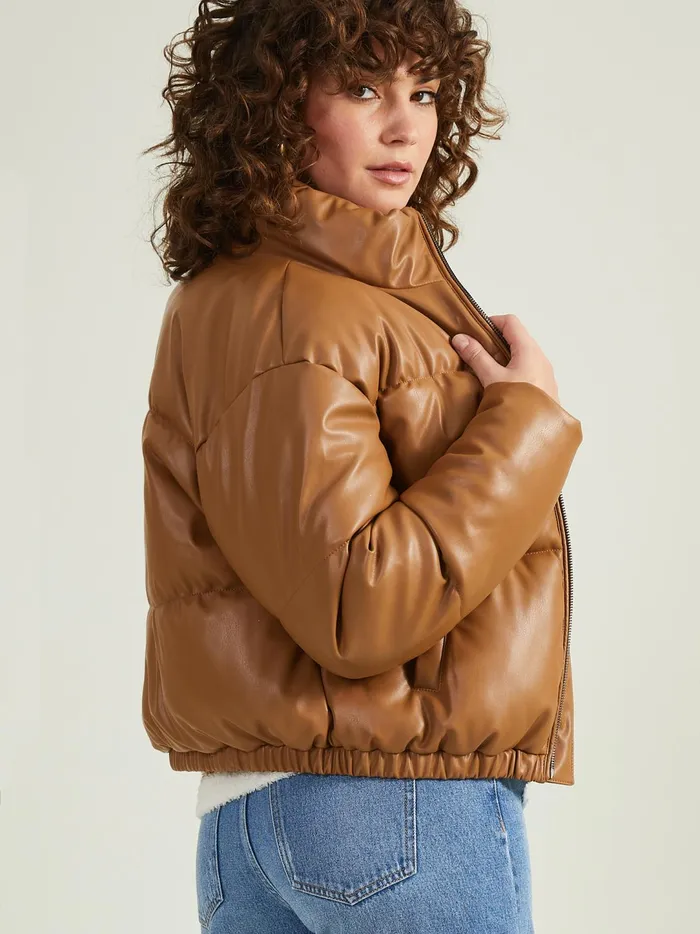 Women Hollis Leather Puffer Jacket Caramel Altar039d State Jackets