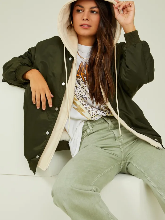 Women Hunter Hooded Varsity Jacket Olive Altar039d State Jackets
