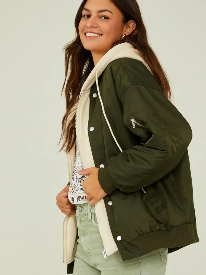 Women Hunter Hooded Varsity Jacket Olive Altar039d State Jackets