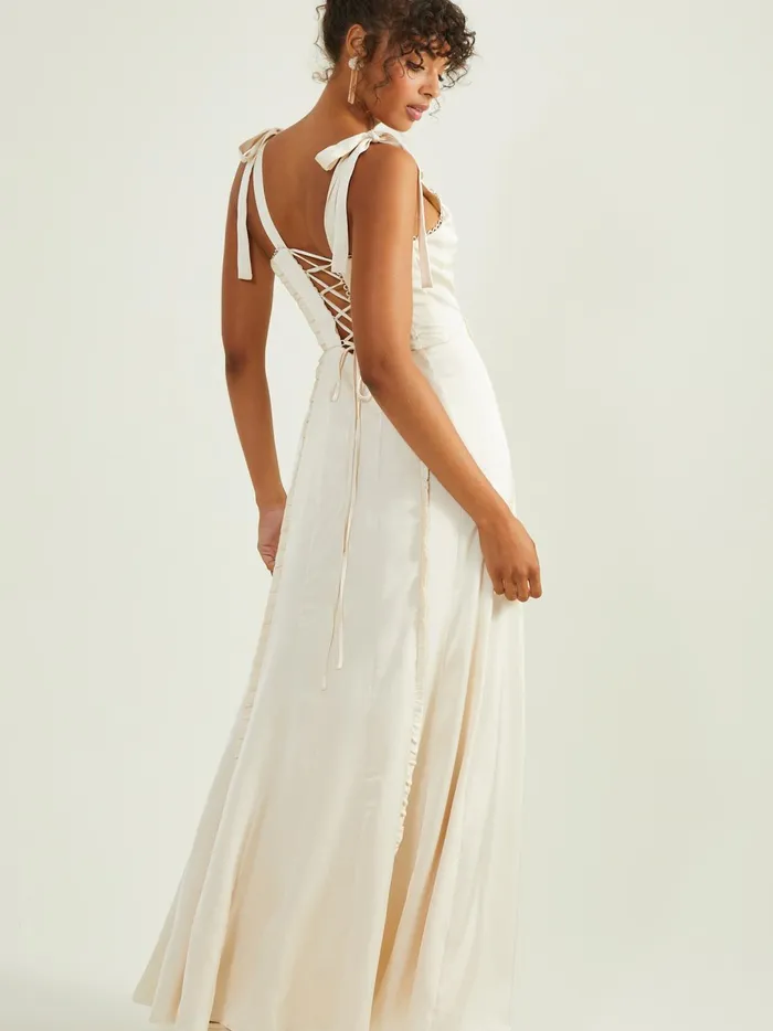 Women Jacindy Satin Maxi Dress Champagne Altar039d State Maxi Midi