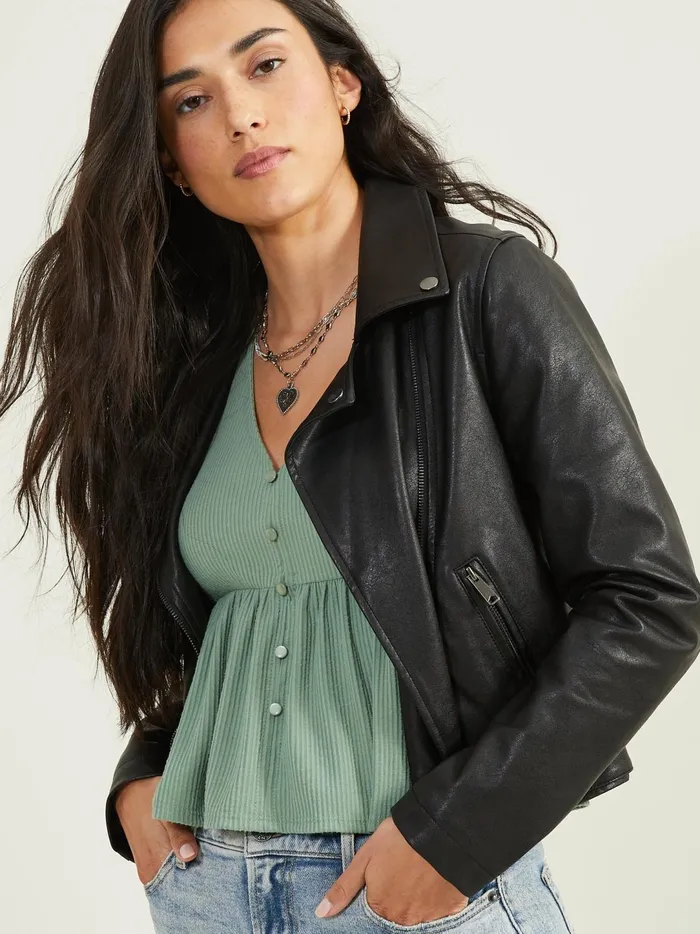 Women Jackie Vegan Leather Jacket Black Altar039d State Jackets