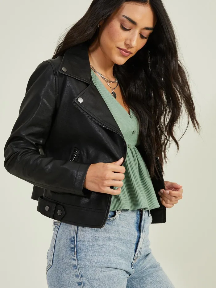 Women Jackie Vegan Leather Jacket Black Altar039d State Jackets